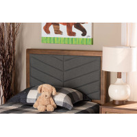 Baxton Studio MG9733-Dark Grey/Walnut-Twin-HB Iden Modern and Contemporary Dark Grey Fabric Upholstered and Walnut Brown Finished Wood Twin Size Headboardr